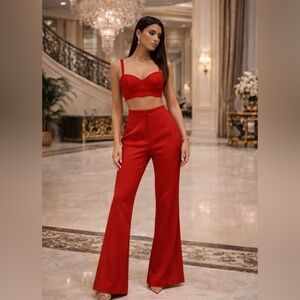 Two Pcs. Red Women's Jumpsuit